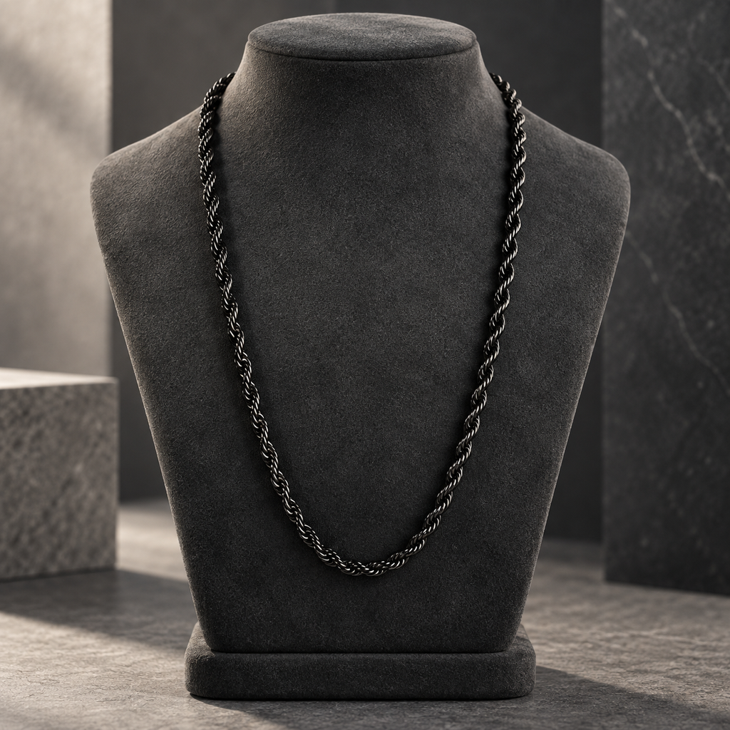 Black Bold Rope Men's Chain | 22 Inch