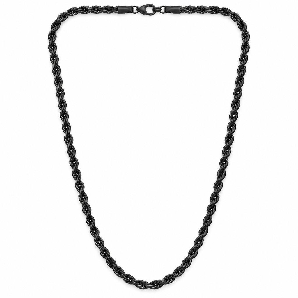 Black Bold Rope Men's Chain | 22 Inch