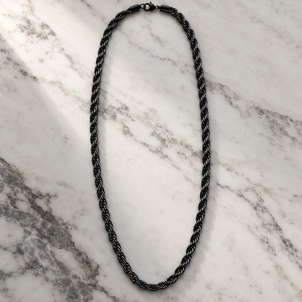 Black Bold Rope Men's Chain | 22 Inch