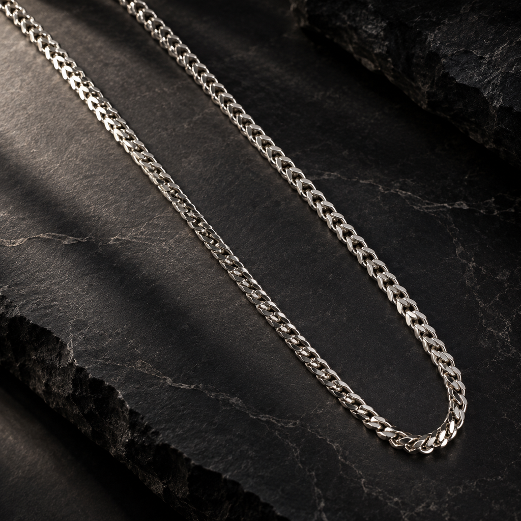 Faceted Leaf-Link Men's Chain | 22 Inch