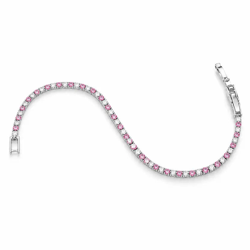 Pink & White Crystal Tennis Bracelet