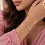 Pink & White Crystal Tennis Bracelet