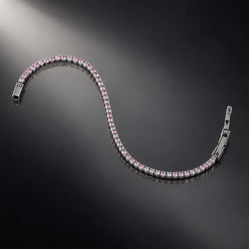 Pink & White Crystal Tennis Bracelet