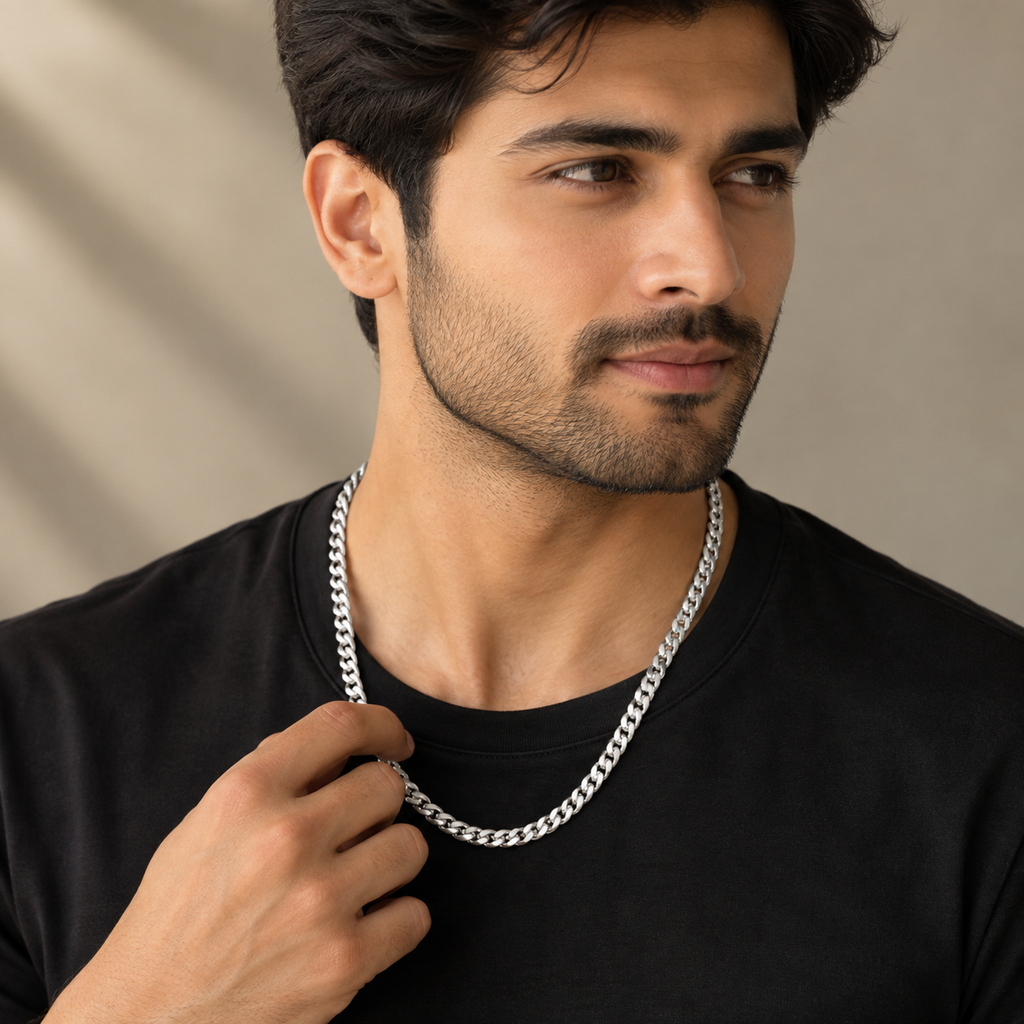 Faceted Leaf-Link Men's Chain | 22 Inch
