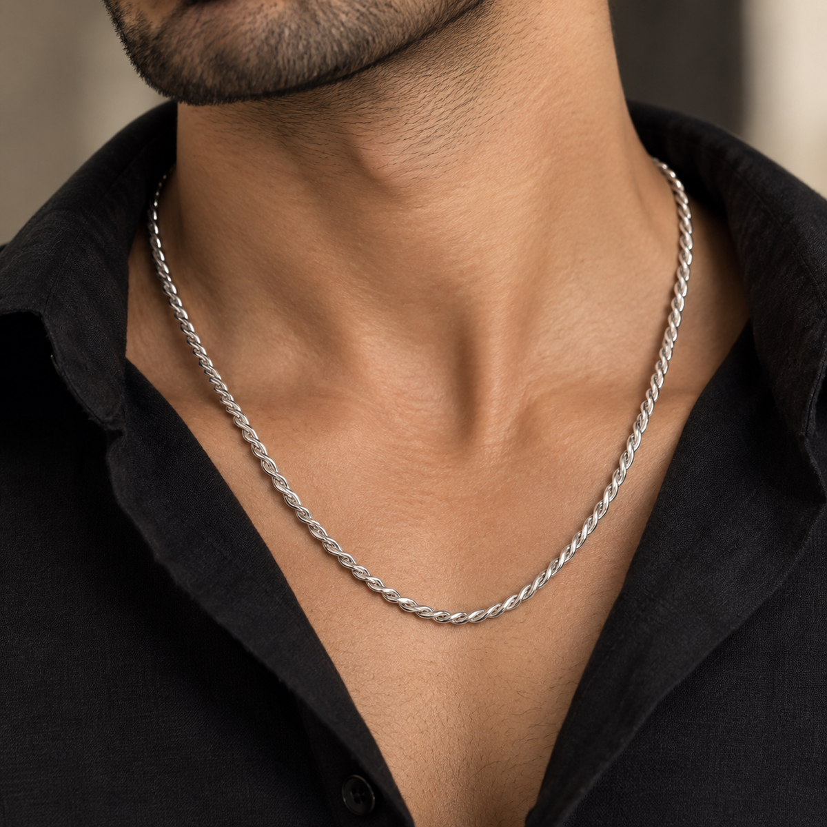 Intertwined Rope Men's Chain | 22 Inch