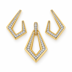 Geometric Open Diamond Pendant and Earrings Set