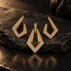Geometric Open Diamond Pendant and Earrings Set