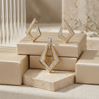 Geometric Open Diamond Pendant and Earrings Set