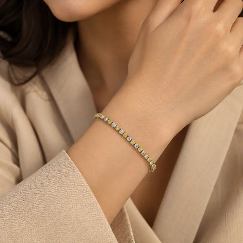 Lemon & White Crystal Tennis Bracelet