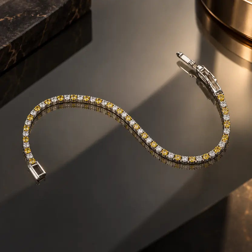 Lemon & White Crystal Tennis Bracelet