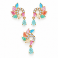 Pastel Teardrop Swirl Pendant and Earrings Set