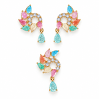 Pastel Teardrop Swirl Pendant and Earrings Set