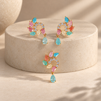 Pastel Teardrop Swirl Pendant and Earrings Set