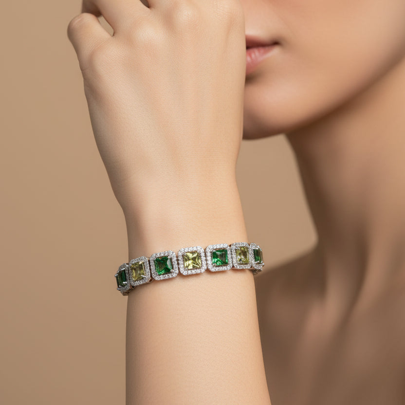 Emerald Halo Tennis Bracelet