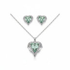 Aqua Heart Necklace Earrings Set