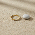 SVORA Lumiere Confetti Slim Ring in gold, 18K gold plated stainless steel with scattered stones.