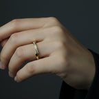 SVORA Lumiere Confetti Slim Ring in gold, 18K gold plated stainless steel with scattered stones. Modern, stackable.