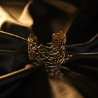 SVORA gold plated 18K coral branch cuff bracelet, openwork design, adjustable, 316L stainless steel.