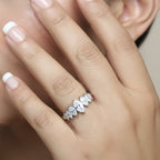 SVORA Ethereal Crystal Crown Ring with seven marquise-cut clear stones on a rhodium-plated stainless steel band.