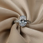SVORA Ethereal Diamond Solitaire Ring with oval-cut clear stone and baguette band, silver stainless steel.