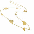 SVORA gold-tone stainless steel long drape necklace with multiple polished heart motifs.