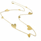 SVORA gold-tone stainless steel long drape necklace with multiple polished heart motifs.
