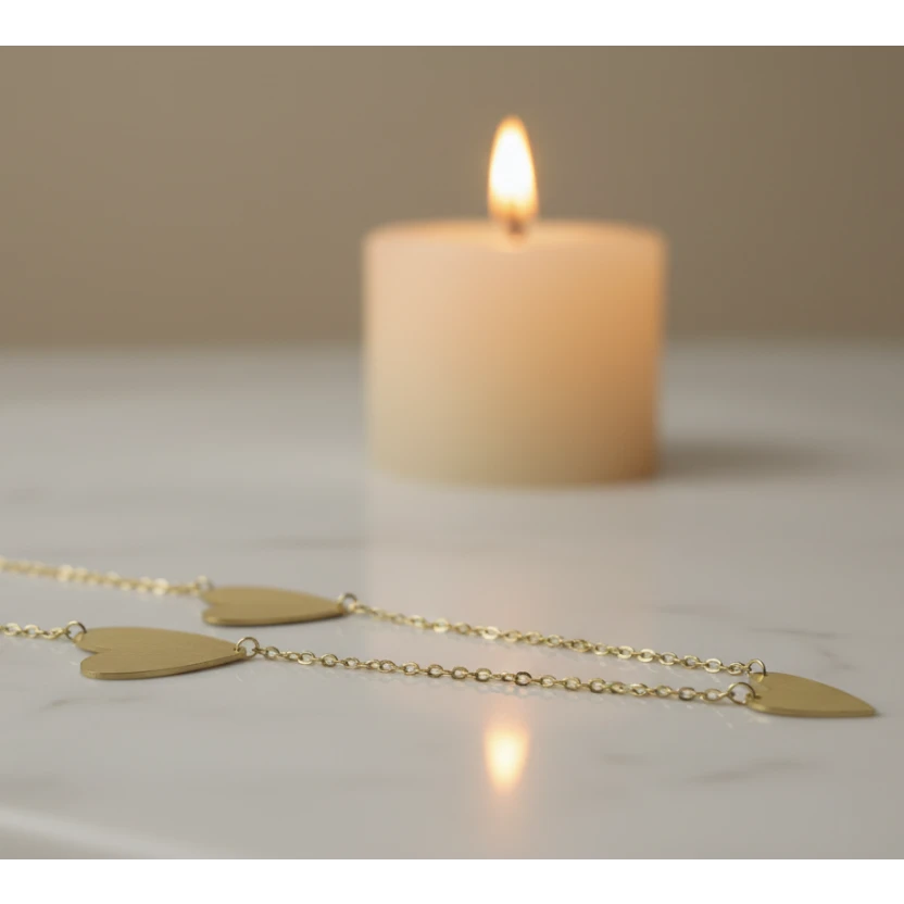 SVORA gold-tone stainless steel Eternal Heart Drape Necklace with multiple heart motifs and delicate chainwork.