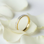 SVORA gold plated stainless steel Lumiere Stack Eternity Ring with full circle pavé stones.