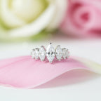 SVORA Ethereal Crystal Crown Ring with seven marquise-cut clear stones on a rhodium-plated stainless steel band.