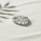 SVORA Ethereal Crystal Crown Ring with seven marquise-cut clear stones on a rhodium-plated stainless steel band.