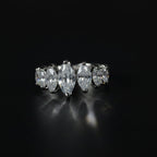 SVORA Ethereal Crystal Crown Ring with seven marquise-cut clear stones on a rhodium-plated stainless steel band.