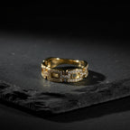 SVORA gold chain link ring with clear stones, 18K gold plated stainless steel, waterproof and hypoallergenic.