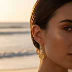 SVORA gold tone stainless steel dangle earrings with cubic zirconia and textured heart charm.