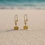 SVORA gold tone stainless steel dangle earrings with cubic zirconia studs and heart charms, perfect for daily wear.
