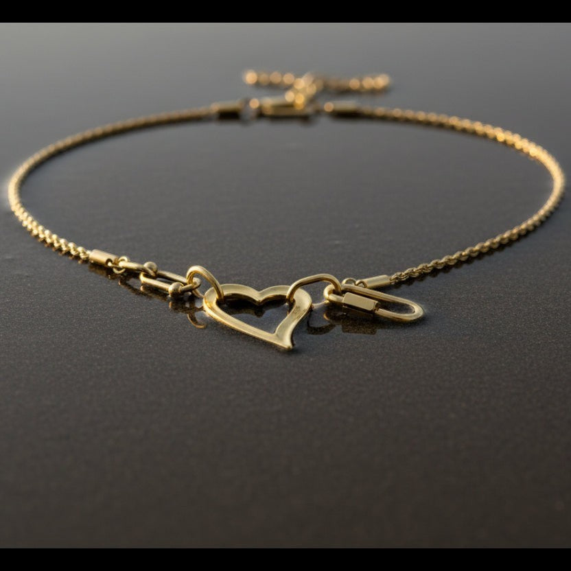 SVORA gold-tone stainless steel open heart statement necklace with toggle clasp. Waterproof and anti-tarnish.