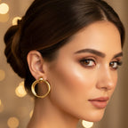 SVORA Duo Round Gold Hoop Earrings, polished stainless steel with 18K gold tone plating.