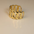 SVORA gold oval chain cuff bracelet, 18K gold plated stainless steel, adjustable, waterproof, anti-tarnish, hypoallergenic.