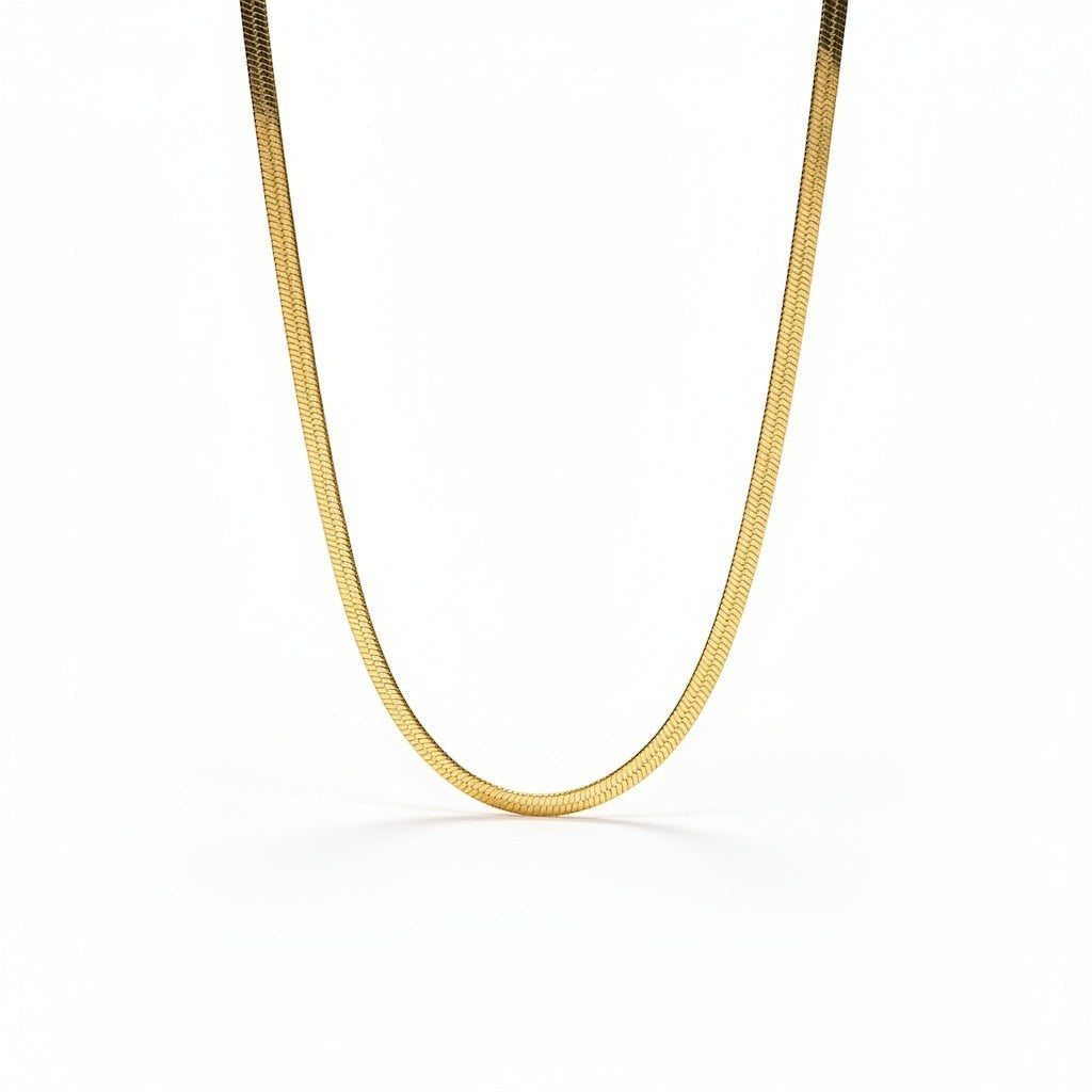 SVORA gold herringbone snake chain necklace, 18K gold plated stainless steel, waterproof and anti-tarnish.