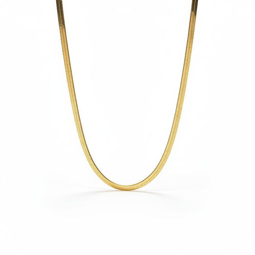 SVORA gold herringbone snake chain necklace, 18K gold plated stainless steel, waterproof and anti-tarnish.