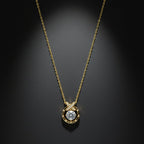 SVORA gold plated stainless steel pendant necklace with solitaire CZ and pavé butterfly detail.