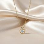 SVORA gold plated stainless steel pendant necklace with solitaire CZ and pavé butterfly detail.