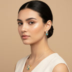 Cage Blue Cluster Necklace Earrings Set