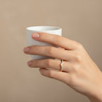 SVORA gold V-band ring with small stones, 18K gold plated stainless steel, designed for stacking.