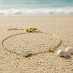 SVORA gold plated stainless steel bracelet with CZ pavé heart charm and round stone accent on a fine cable chain.
