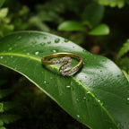 SVORA gold plated stainless steel Lumiere Chevron Slim Ring with small stones in a zigzag pattern.