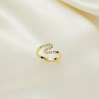 SVORA gold plated stainless steel Lumiere Chevron Slim Ring with small stones in a zigzag pattern.