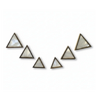 SVORA Set of 3 minimalist triangle stud earrings with iridescent pearl inlay and gold-tone finish.