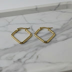 SVORA gold-plated stainless steel minimal square hoop earrings