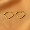 SVORA gold plated stainless steel minimal square hoop earrings