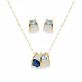 Cage Navy Cluster Necklace Earrings Set